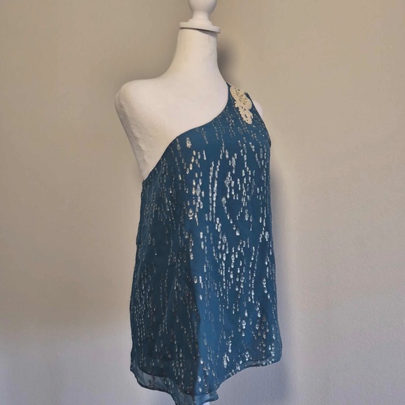 Lily Pulitzer NWT Inky Tidal Fish Clip Sienne Silk Metallic Draped Top US 8 - Picture 3 of 11